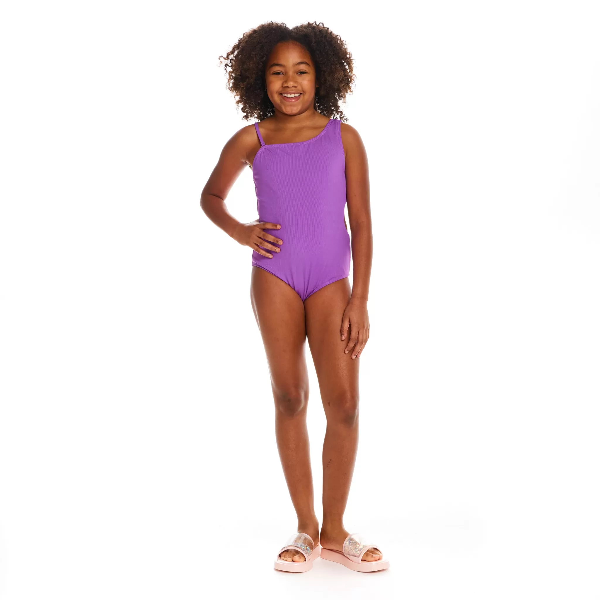 Purple Rib Swimsuit (Size 7-16 Years)