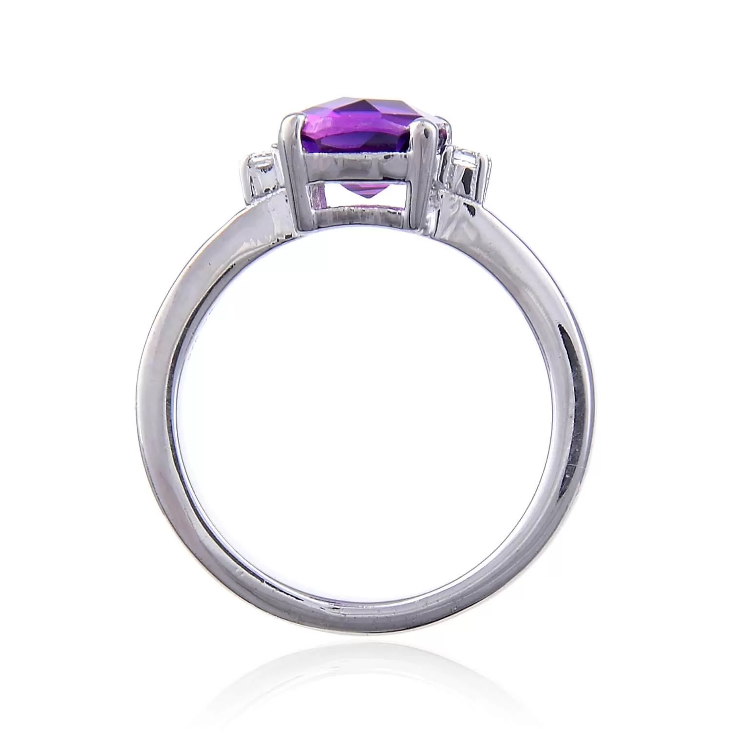 Purple Sapphire Checkerboard Cushion Ring