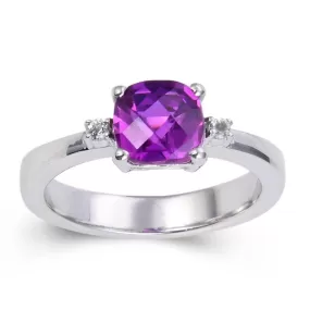 Purple Sapphire Checkerboard Cushion Ring