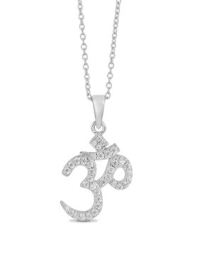 Religious Om Silver Pendant With 18 Inch Chain