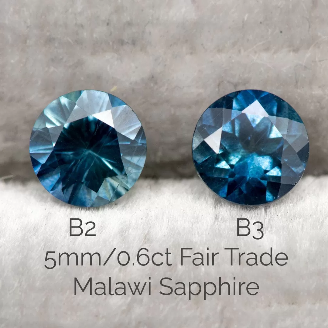 Round Blue 5mm/0.6ct Malawi Sapphire B2 Fair Trade Loose Gemstone