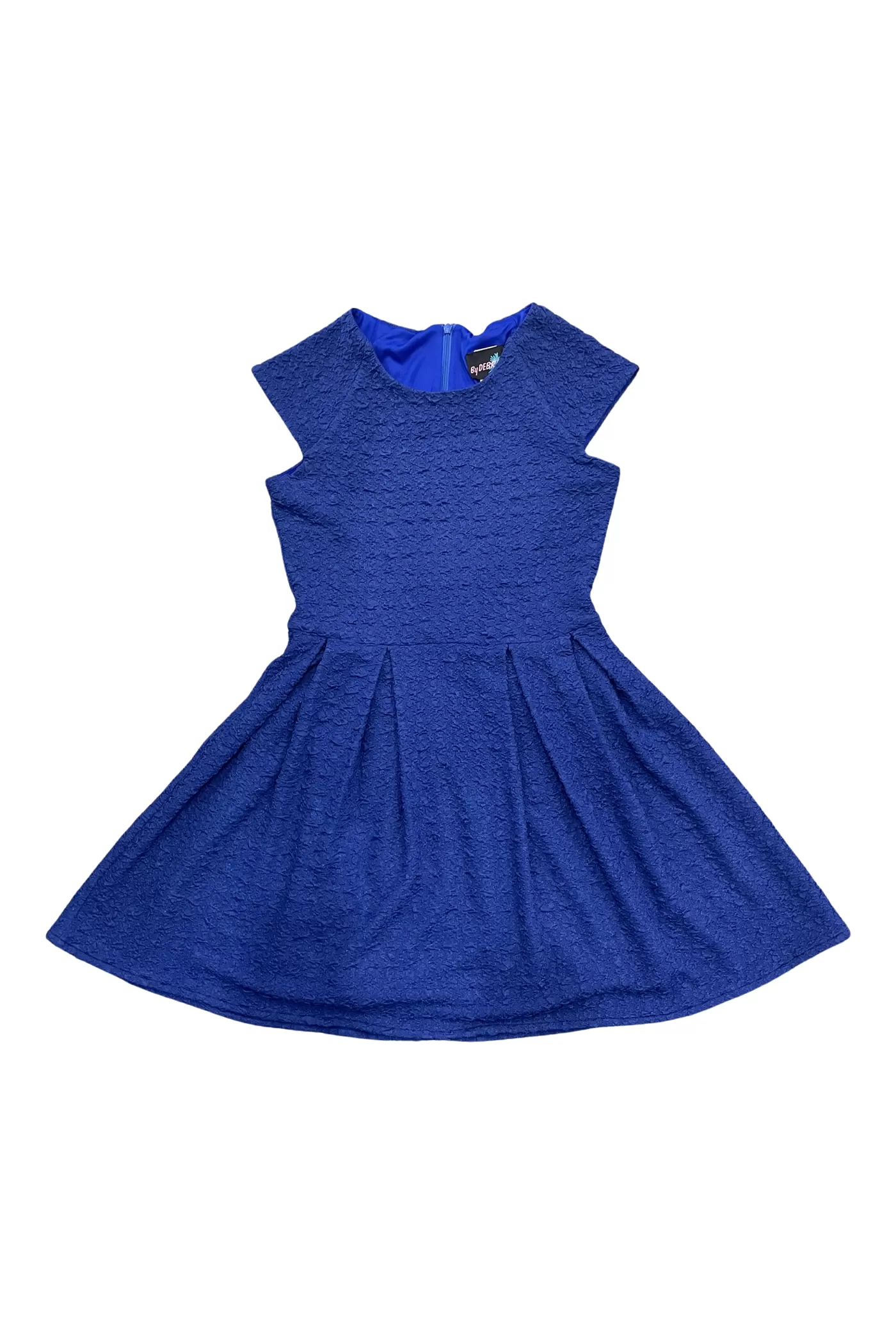 Royal Blue Cap Sleeve Pleated Dress