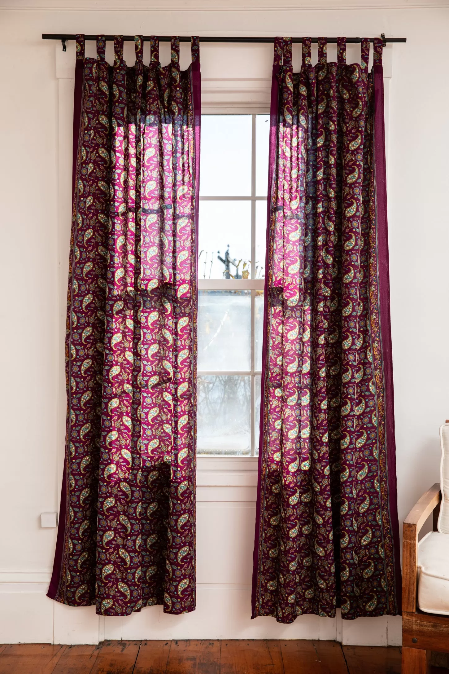 Sari Inspired Floral Curtain Panel