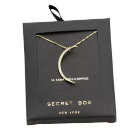 Secret Box 14K Gold Dipped CZ Moon Pendant Necklace