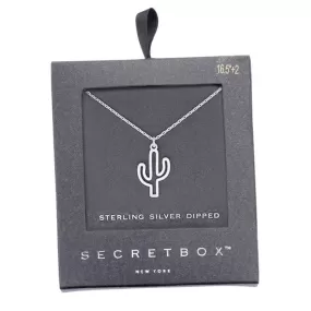 Secret Box Sterling Silver Dipped Cactus Pendant Necklace