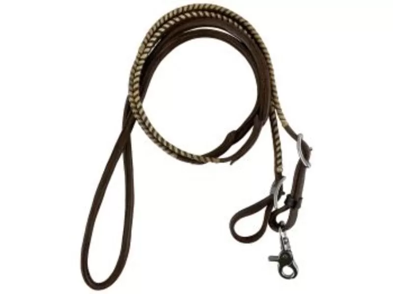 Showman leather Roping Reins with rawhide