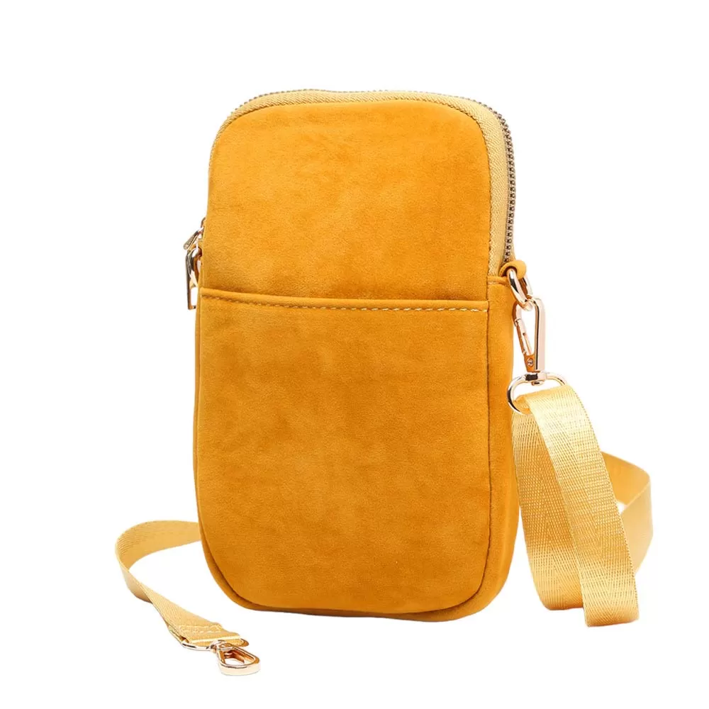 Solid Faux Suede Crossbody Bag