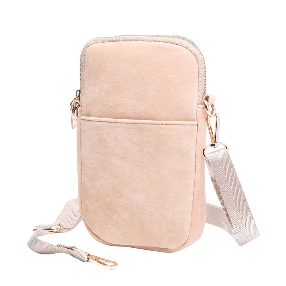 Solid Faux Suede Crossbody Bag