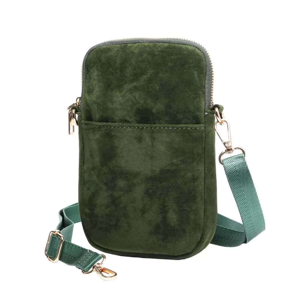 Solid Faux Suede Crossbody Bag