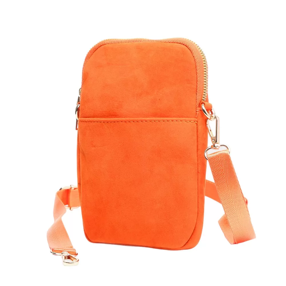 Solid Faux Suede Crossbody Bag