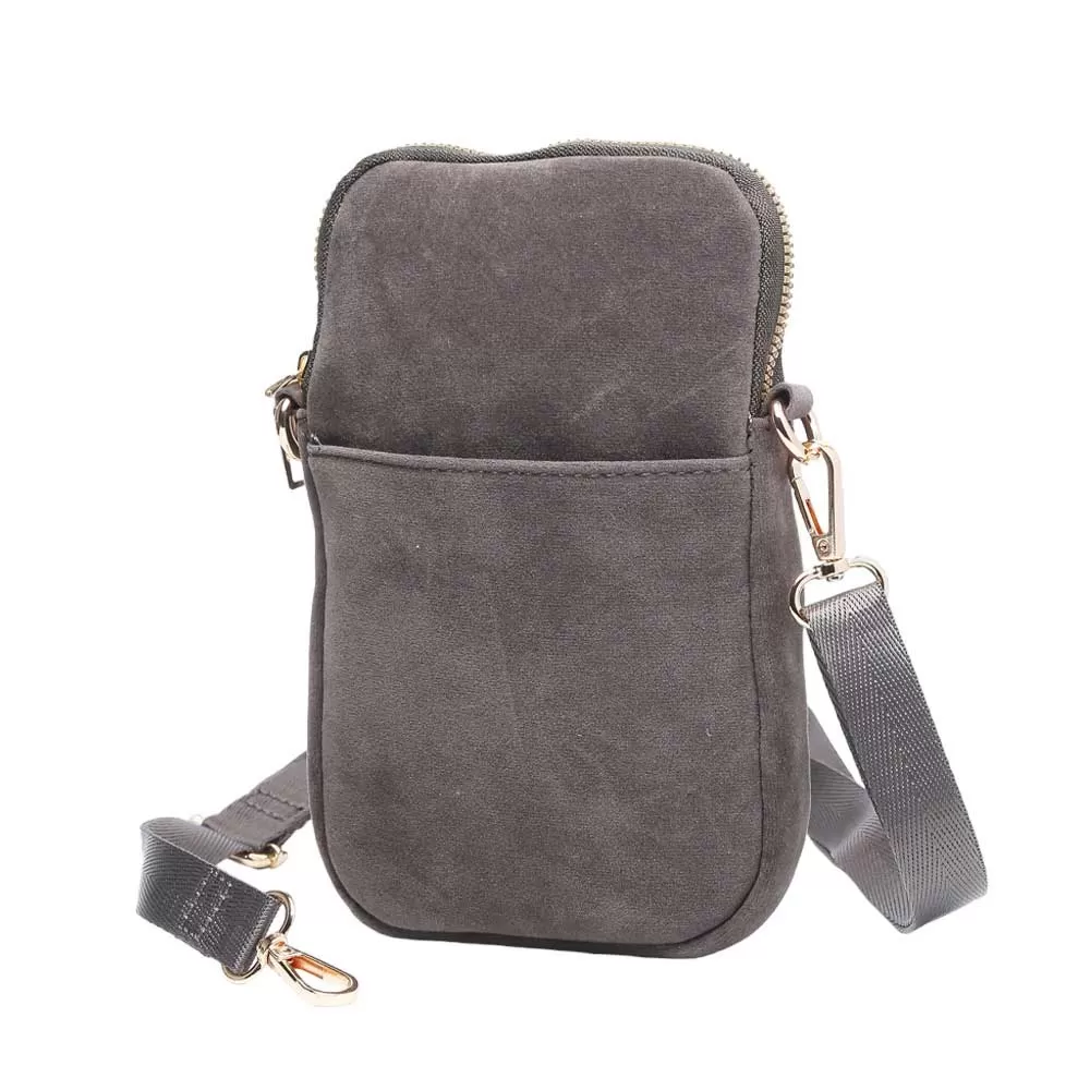 Solid Faux Suede Crossbody Bag