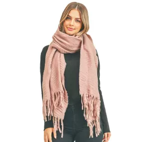 Solid Pleated Scarf Fringe Scarf