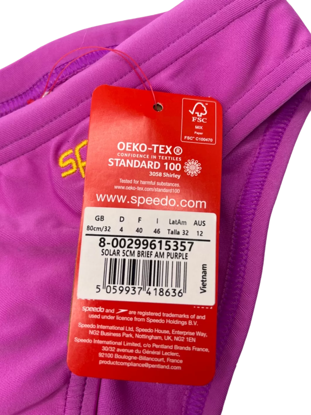 Speedo Purple Solar 5cm mens swim Brief W32