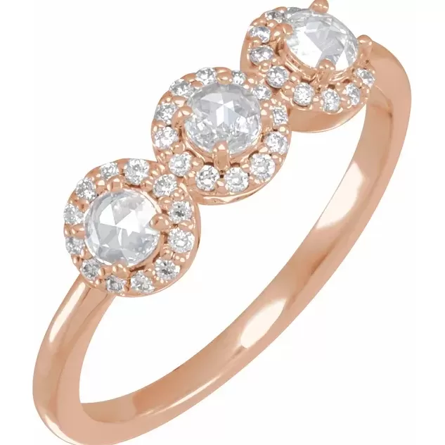 Stackables 1/3 CTW Natural Rose-Cut Diamond & Faceted Anniversary Ring