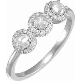 Stackables 1/3 CTW Natural Rose-Cut Diamond & Faceted Anniversary Ring