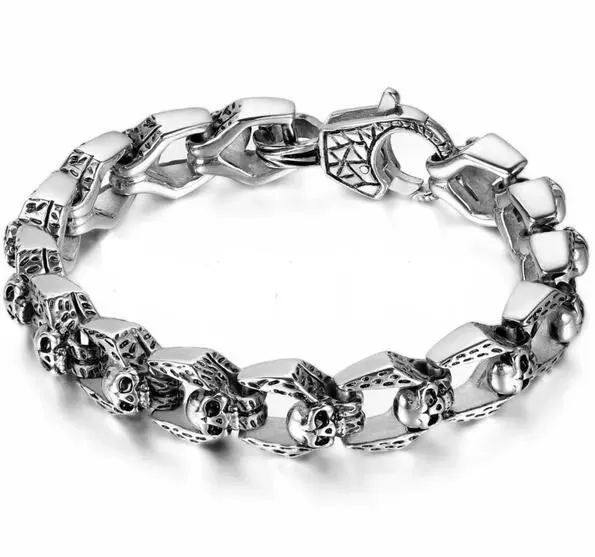 Stainless Steel 18 Skulls Retro  Bracelet