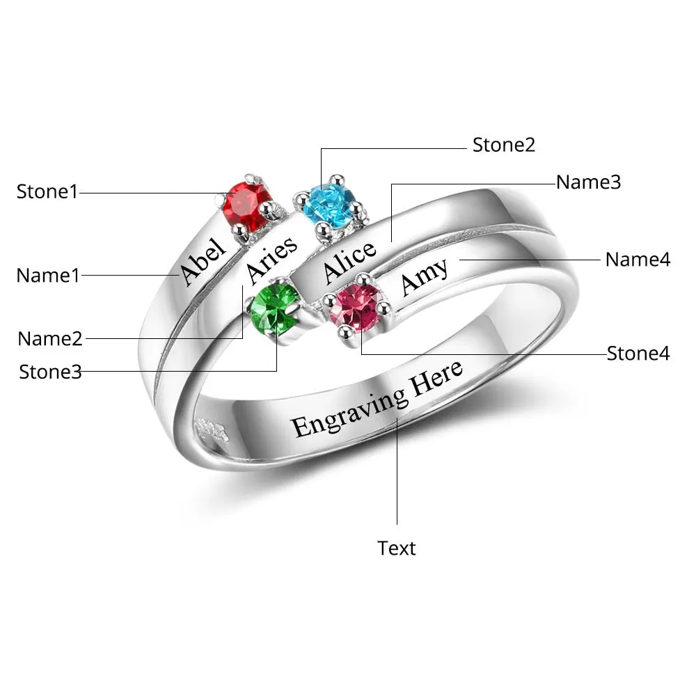 Sterling Silver Anniversary Family Ring