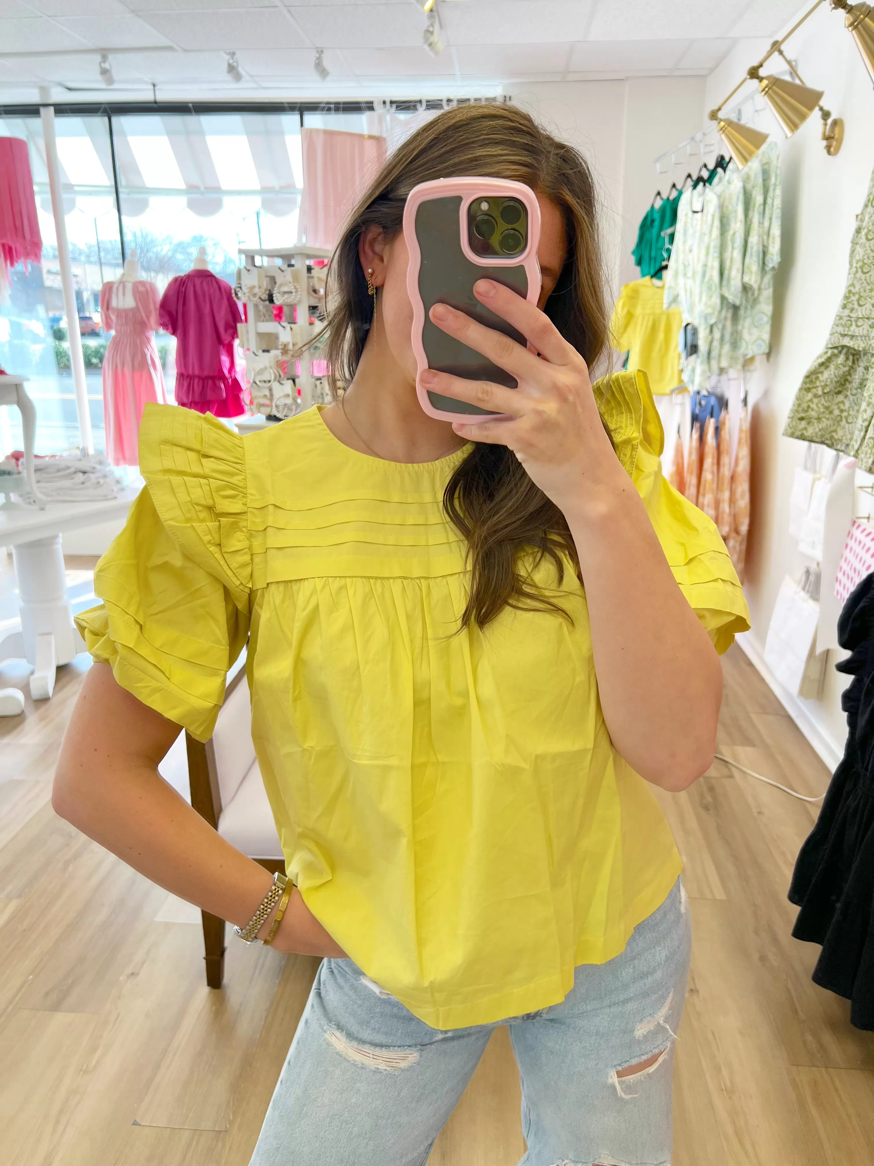 Sunflower Pintuck Top