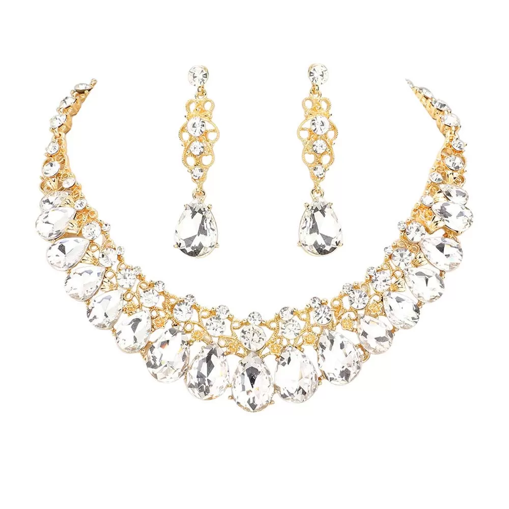 Teardrop Stone Accented Evening Jewelry Set