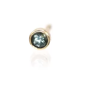 Tiny Montana Sapphire Bezel Set 14k Yellow Gold Stud Earring (Single or Pair)