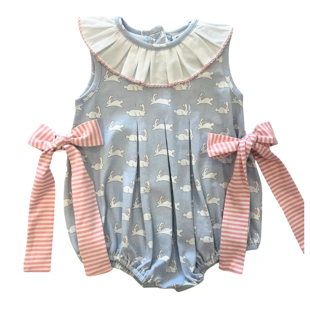 True - Blue Bunny Pleated Collar Bow Bubble