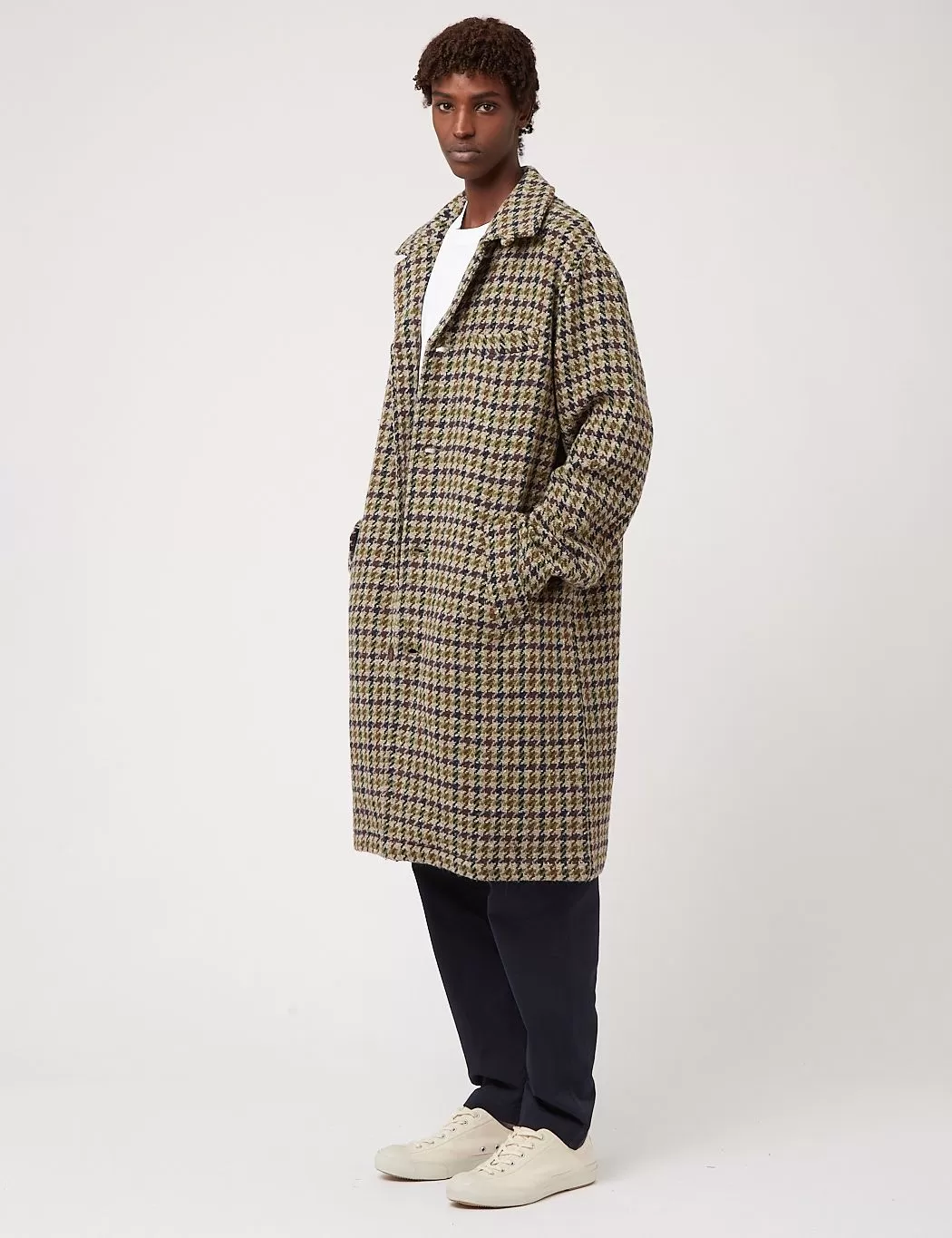 Universal Works Overcoat (Recycled Tweed)  - Olive Green