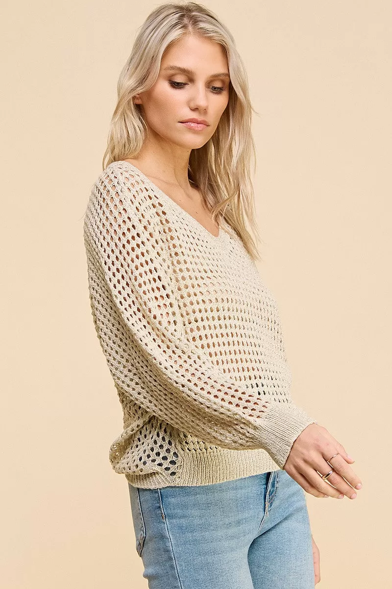 Weaving About You Sweater - Cream Gold