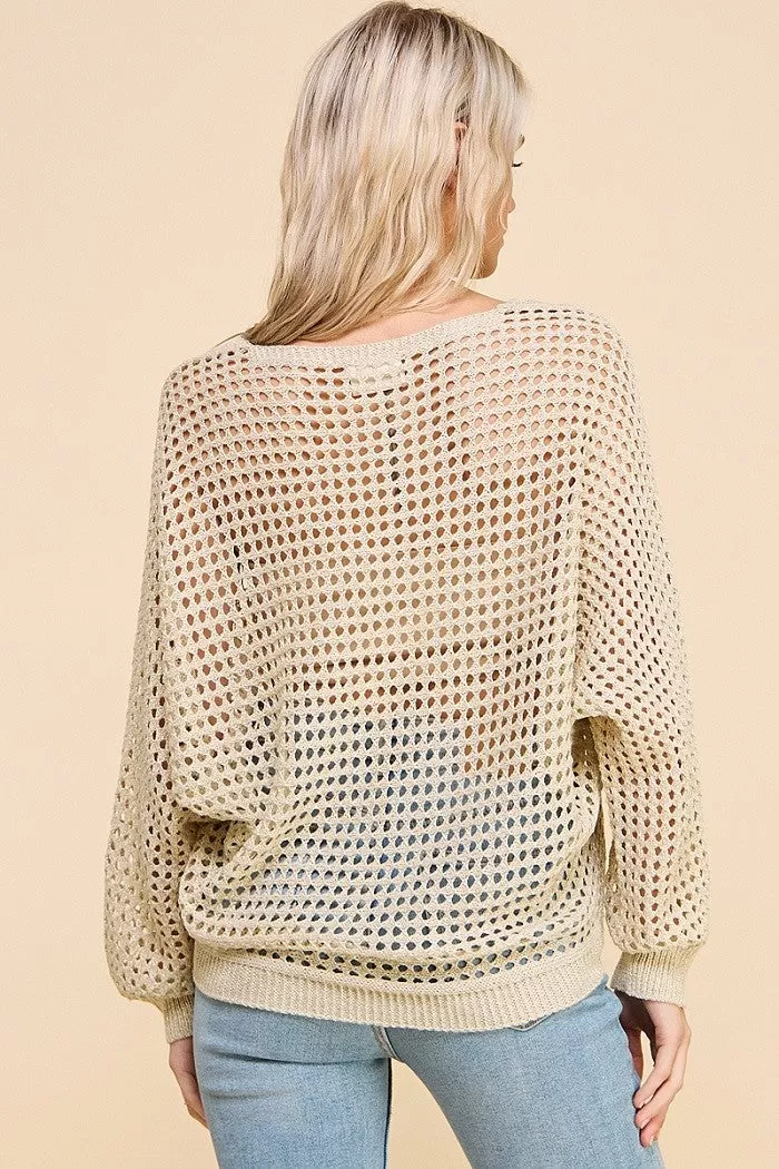 Weaving About You Sweater - Cream Gold