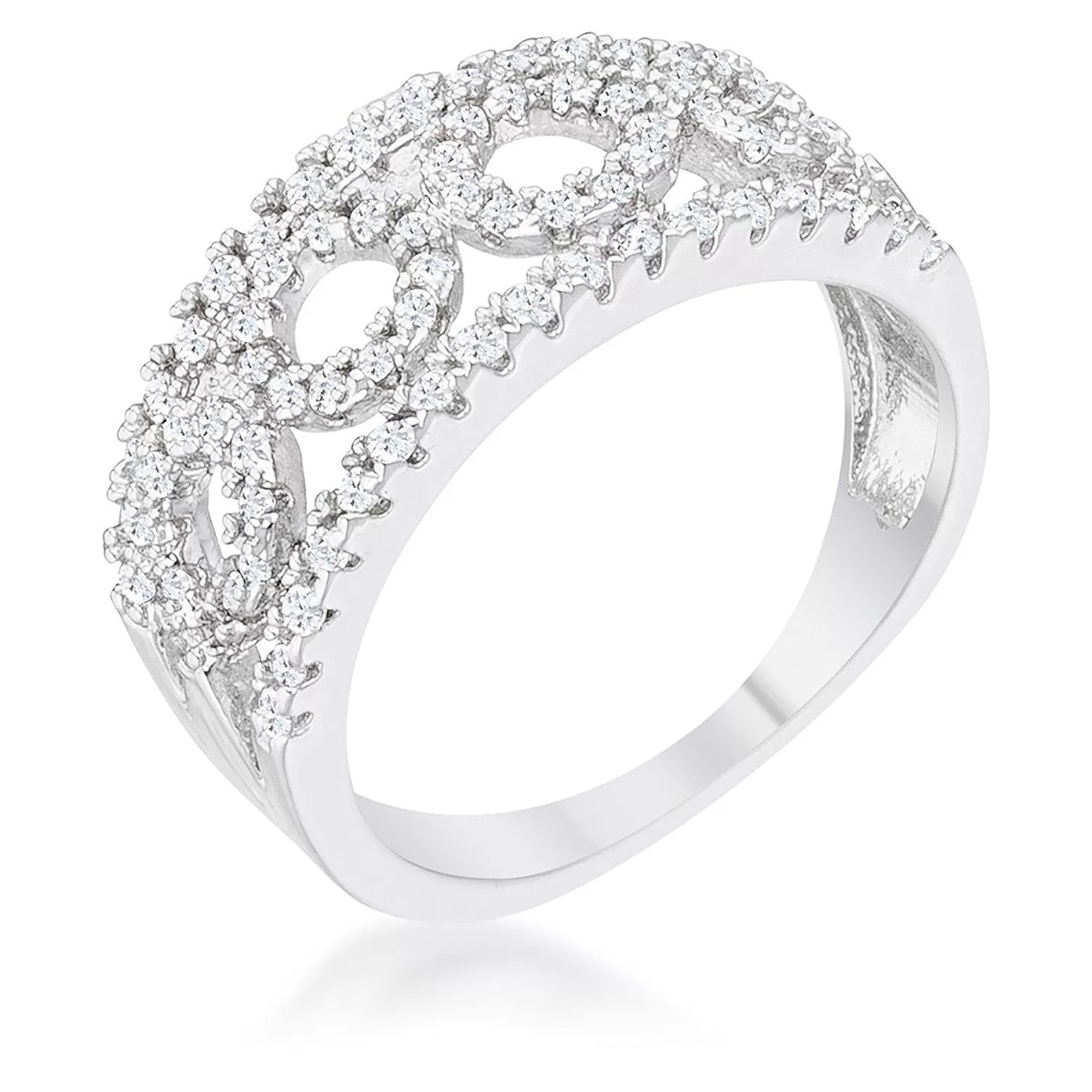 WildKlass 0.5ct CZ Rhodium Plated Contemporary Band Ring