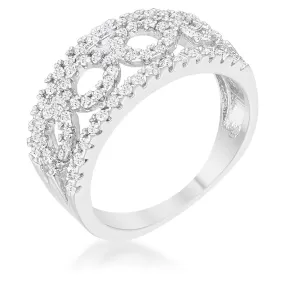 WildKlass 0.5ct CZ Rhodium Plated Contemporary Band Ring