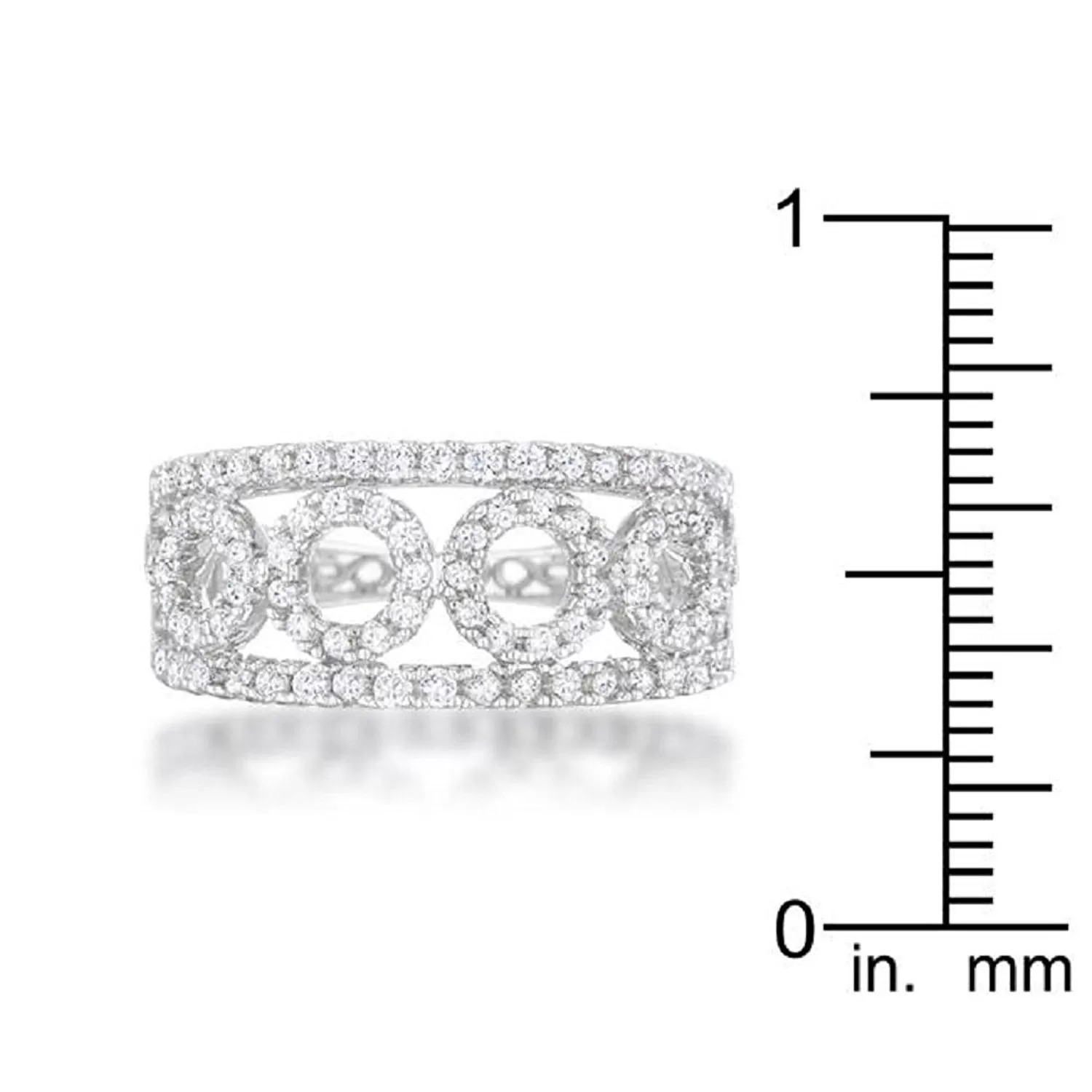 WildKlass 0.5ct CZ Rhodium Plated Contemporary Band Ring