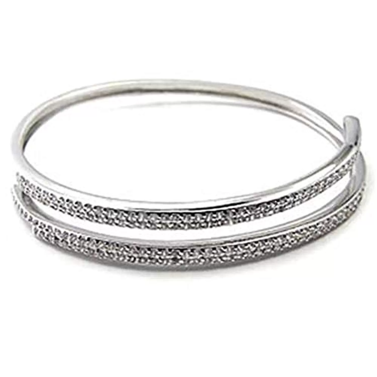 WildKlass Western Bangle Rhodium Women AAA Grade CZ Clear