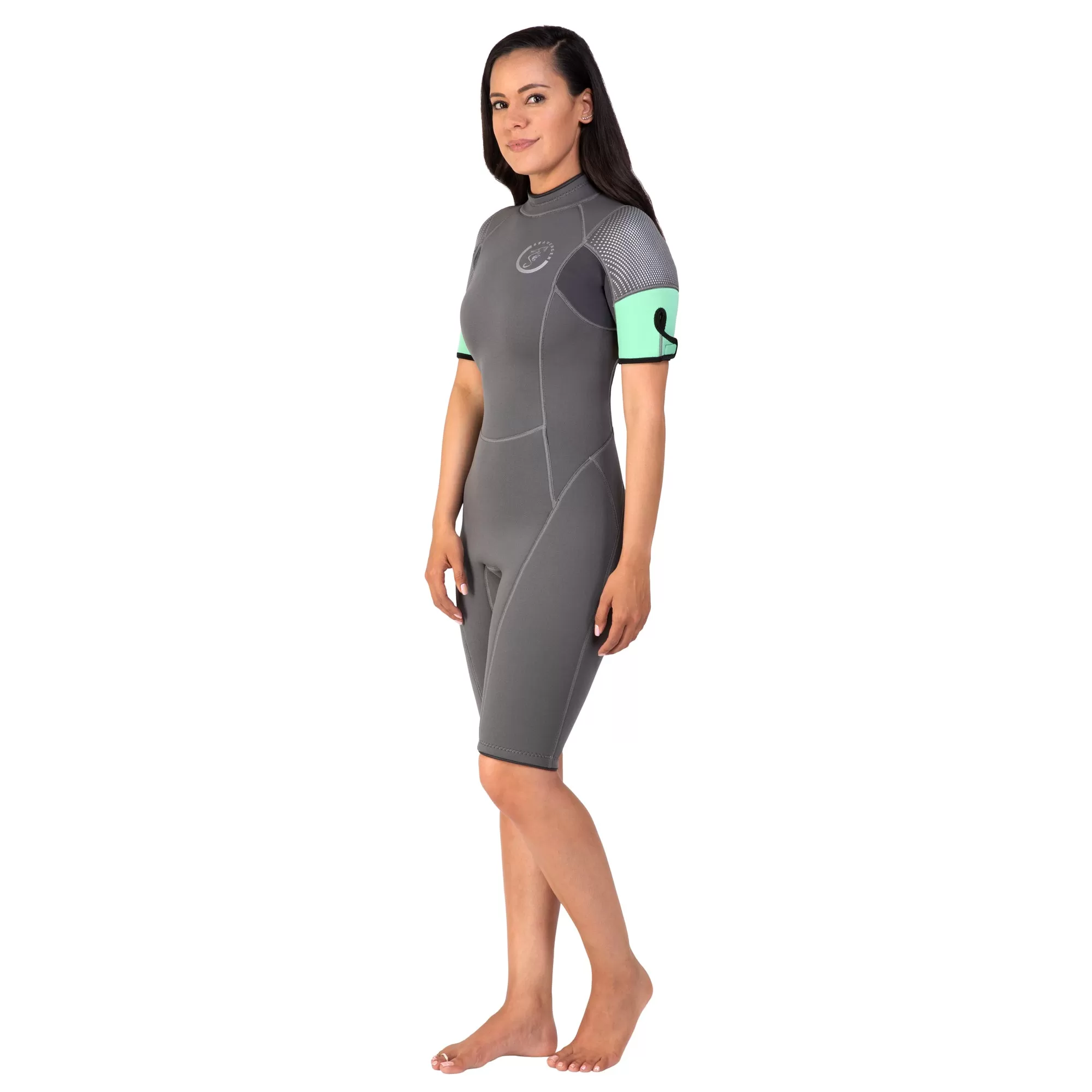 Women's 3mm Explorer Shorty Wetsuit - Gray Mint