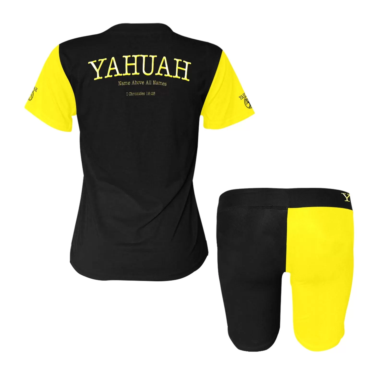 Yahuah-Name Above All Names 02-02 Designer Yoga Shorts Set