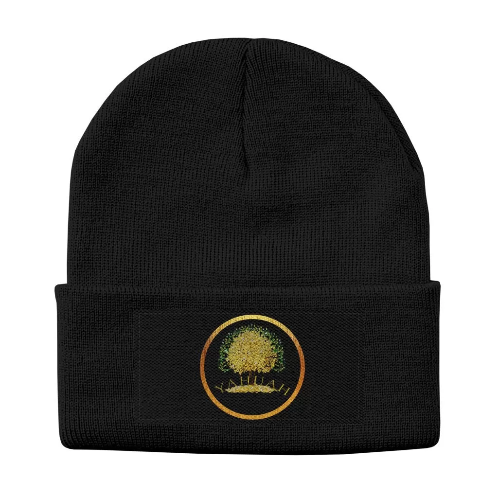 Yahuah-Tree of Life 03-01 Designer Sportsman Solid Knit Beanie